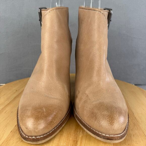 Dolce Vita Jacklyn Tan Leather Booties W/ Ankle Strap Block Heel Women’s 10 US - Picture 2 of 8